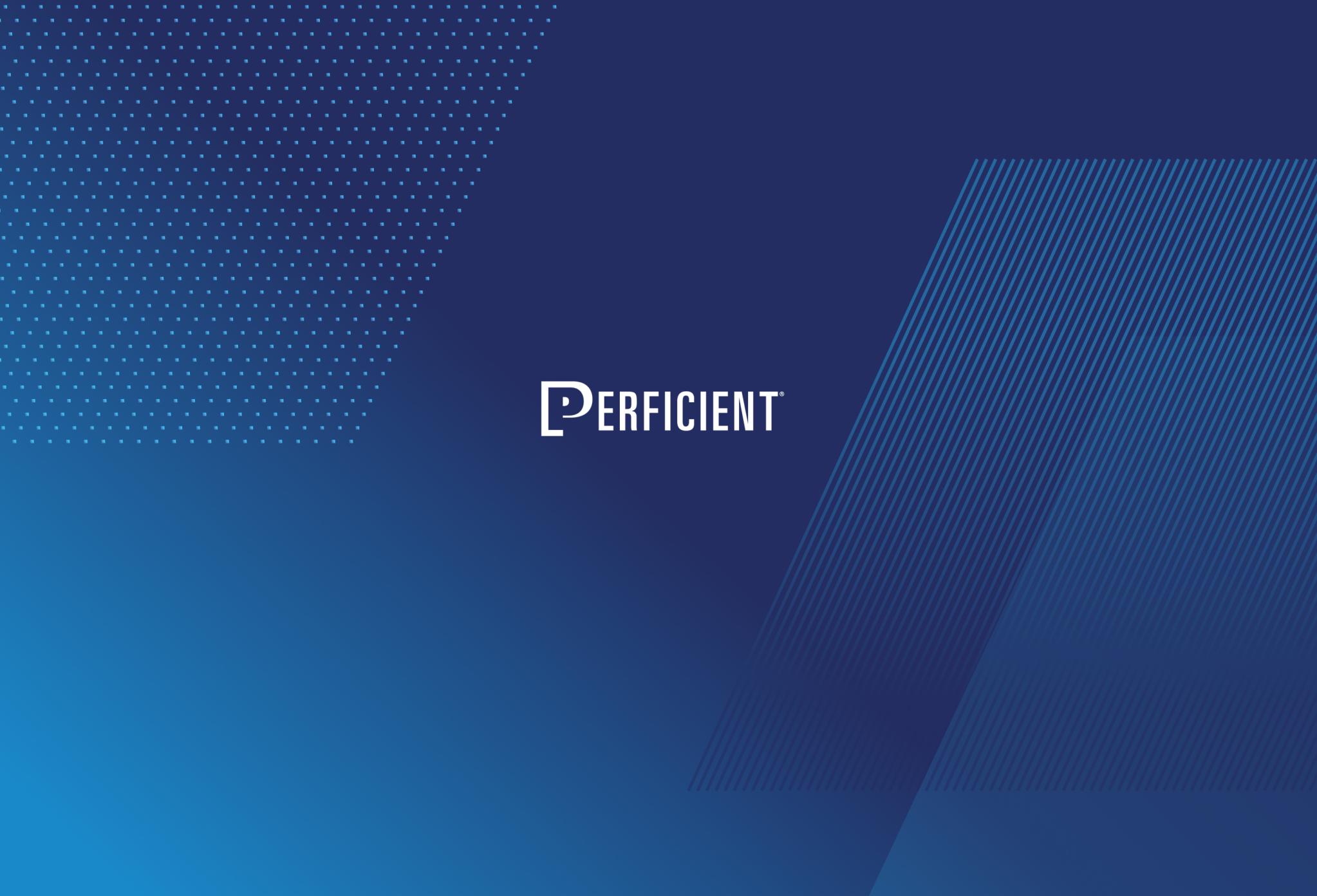 Blue to Navy gradient with white Perficient logo