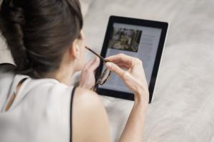 reading on tablet