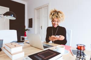 woman sending emails