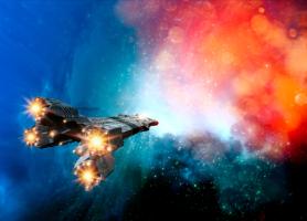Space craft in outer space
