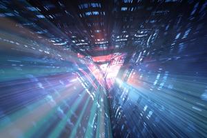 Abstract triangular tunnel with light speed