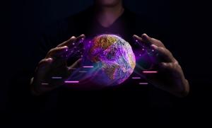 Hands with globe in center