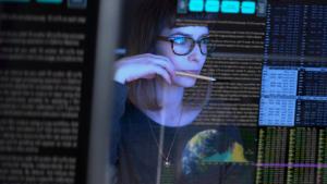 Woman looking at computer screen