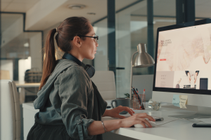 Woman working on a computer