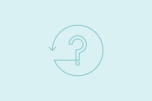 Question mark inside circle with arrow facing backwards
