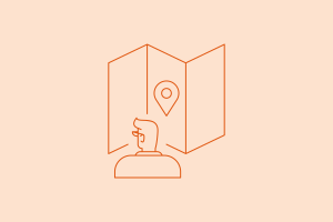 Person looking at map with map pin icon