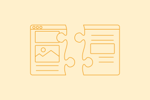 Puzzle pieces with text and image UI elements fitting together 