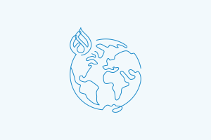 Globe with Drupal Icon over North America