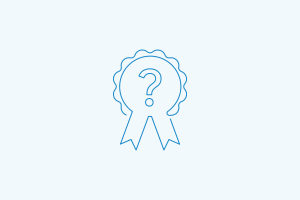 Award ribbon with question mark
