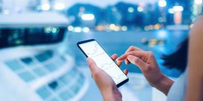 smartphone with graph