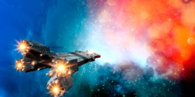 Space craft in outer space