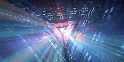 Abstract triangular tunnel with light speed
