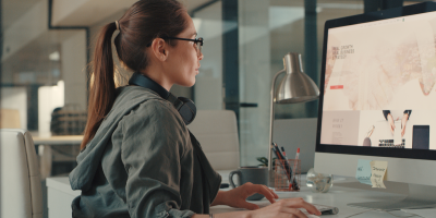 Woman working on a computer