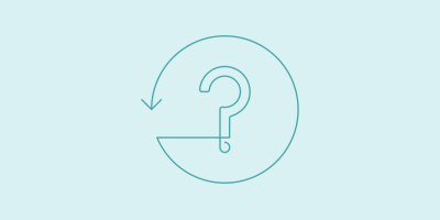 Question mark inside circle with arrow facing backwards