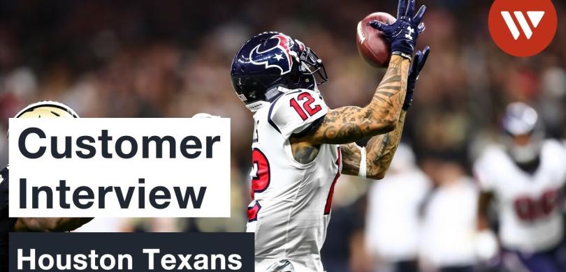 Image of Texans football player catching a football