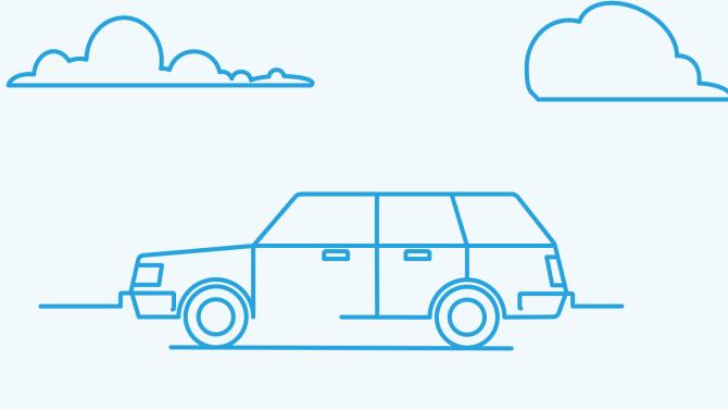 blue line art of a car driving on a road