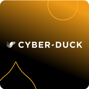 black to yellow gradient with the cyber-duck logo