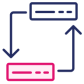 navy and pink icon of two servers cycling between one another