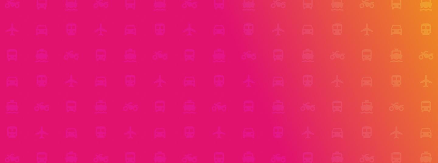 Pink to Yellow gradient with icons of different modes of transportation