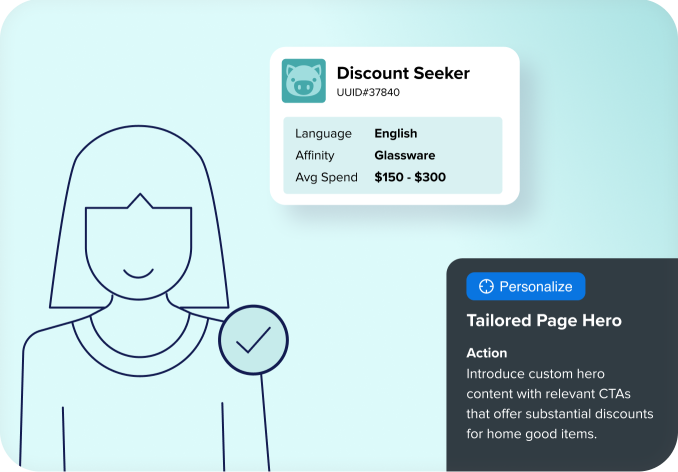 Product UI providing specific customer data that influences a personalized page experience.