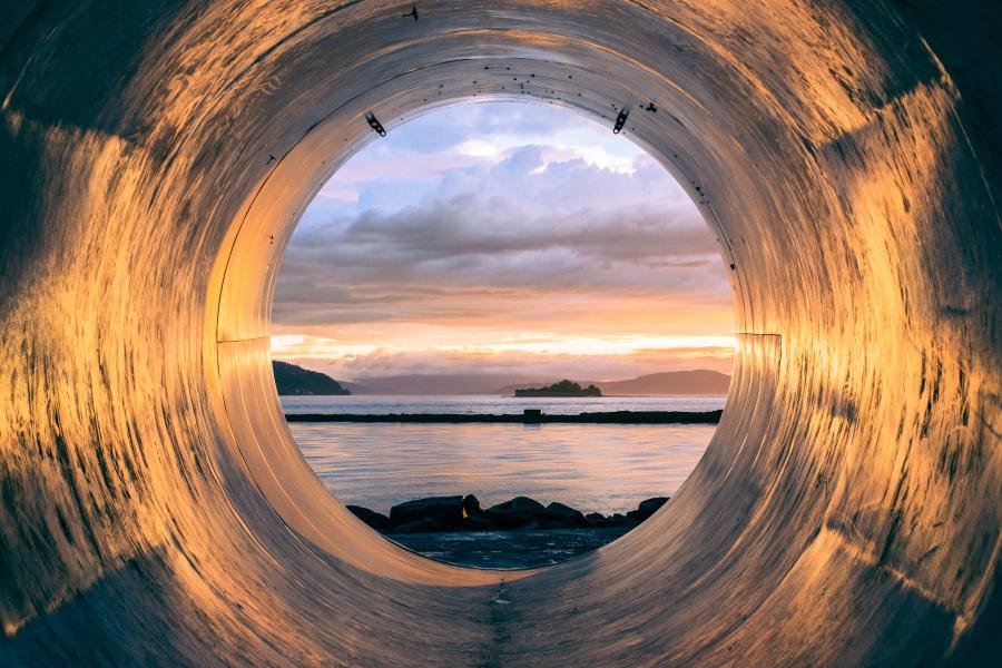 View through a large pipe