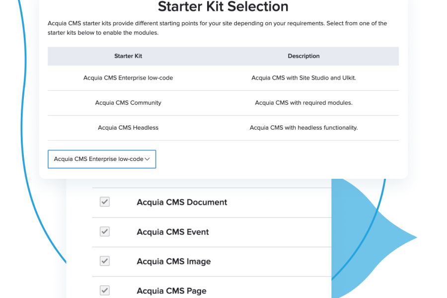 Screenshots of Acquia CMS