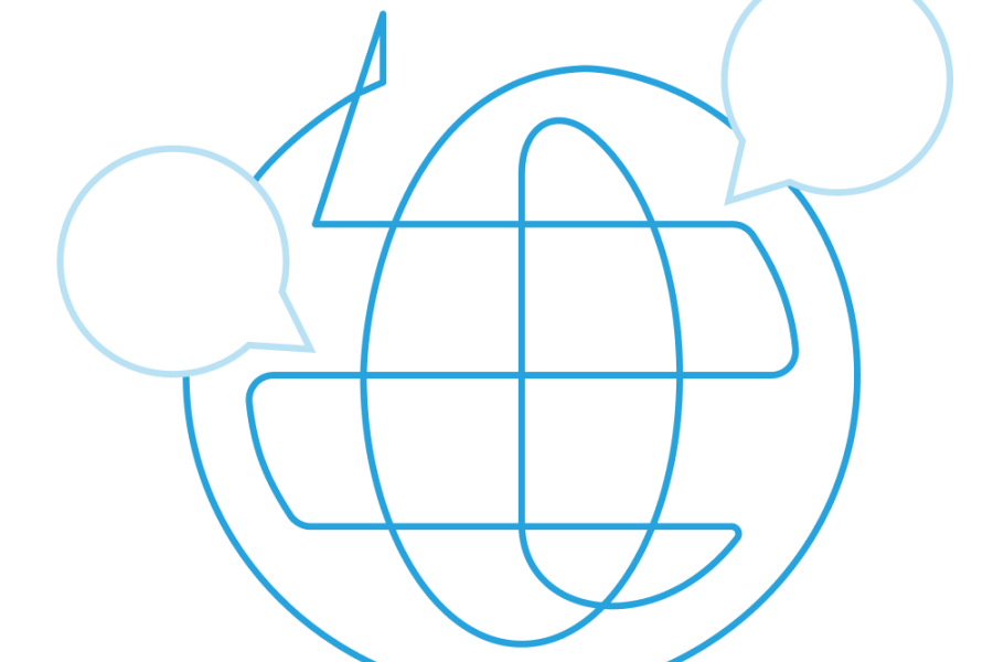 World with speech bubbles illustration