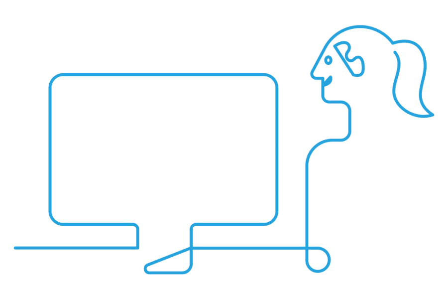 Computer and girl Illustration