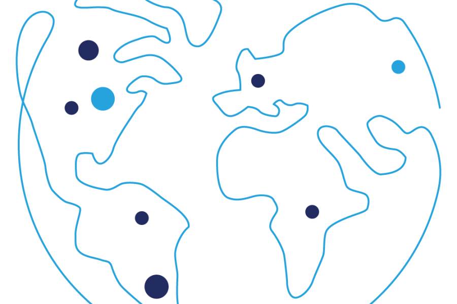 CDN globe graphic with dots showing locations