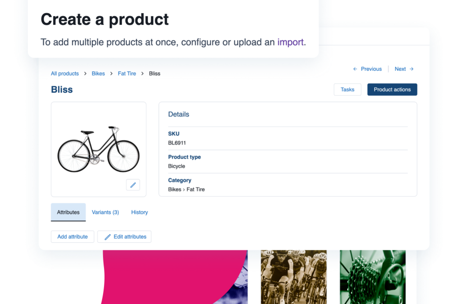 acquia dam product screenshots with a pink acquia droplet