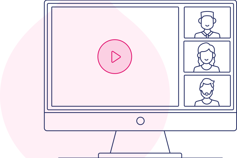 navy and pink graphic of a webinar