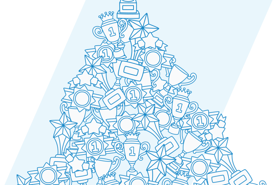 line art of a pile of awards