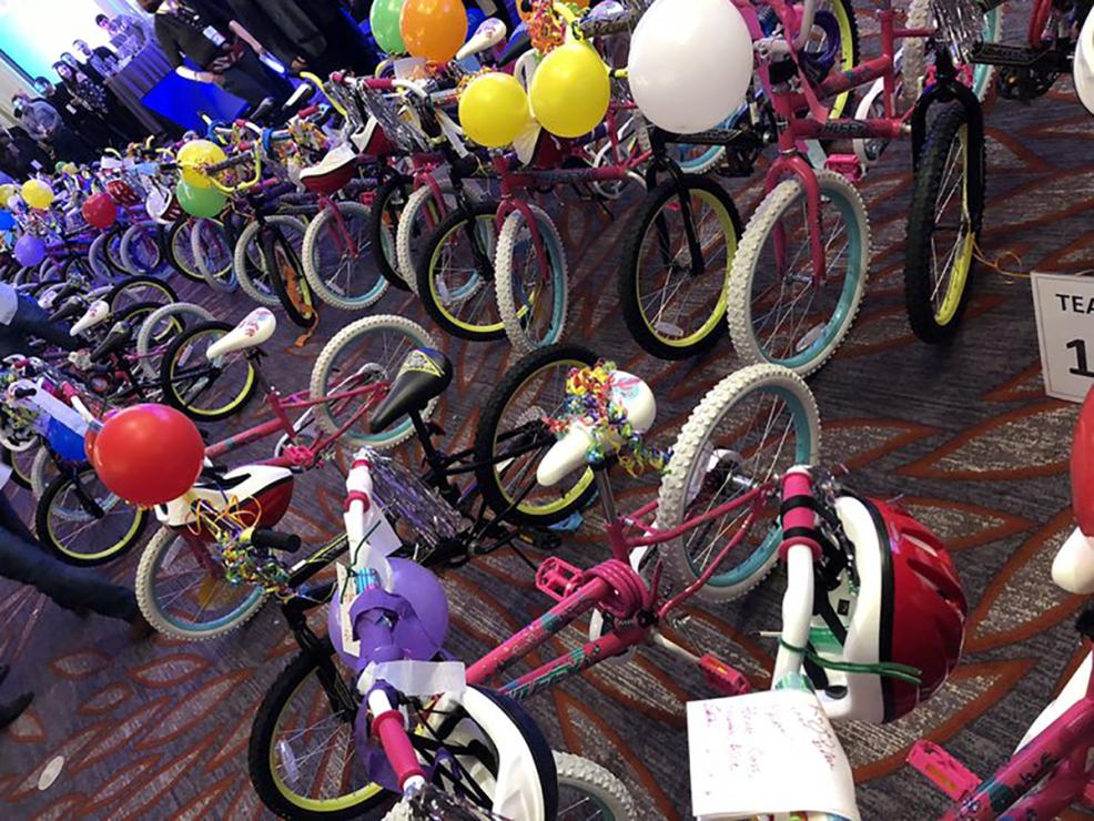 Building bikes for the Boys and Girls Club