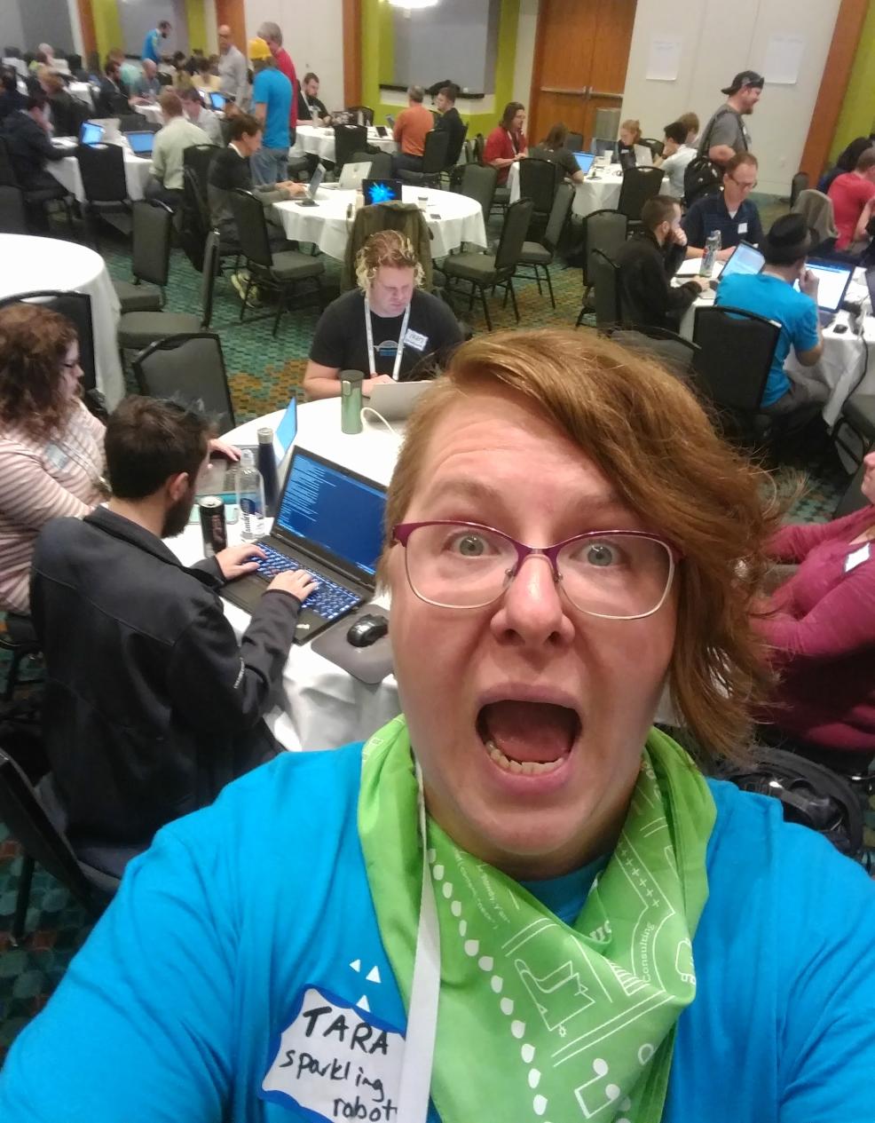 Tara with the Gender Field Module team at DrupalCon Nashville mentored sprints.