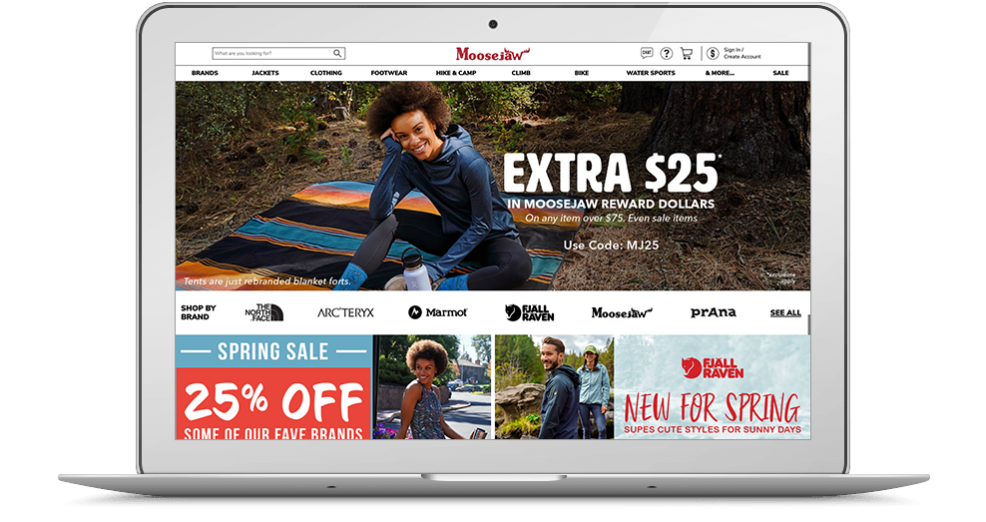 Laptop with Moosejaw website