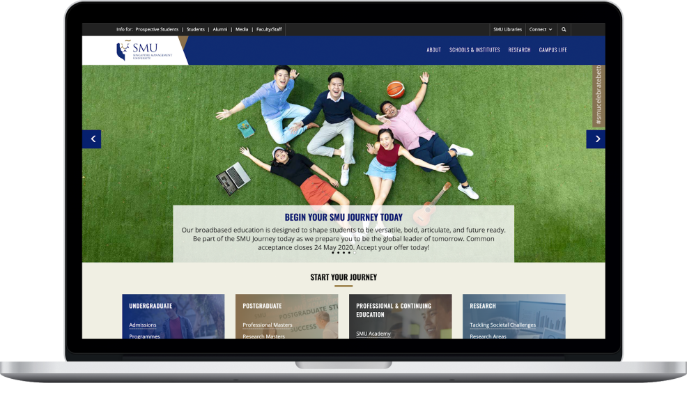 SMU website on a laptop