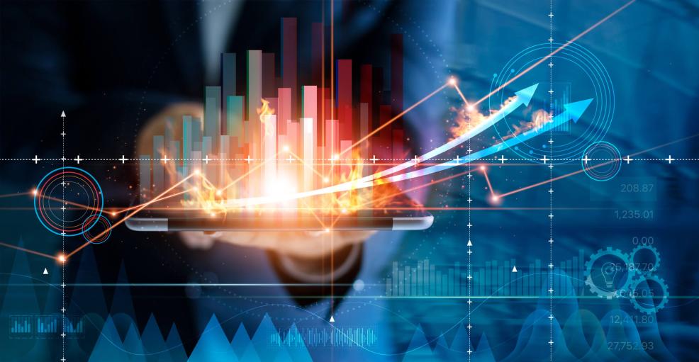 Abstract data coming out of tablet