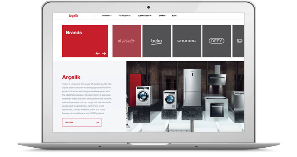 Arcelik website on laptop