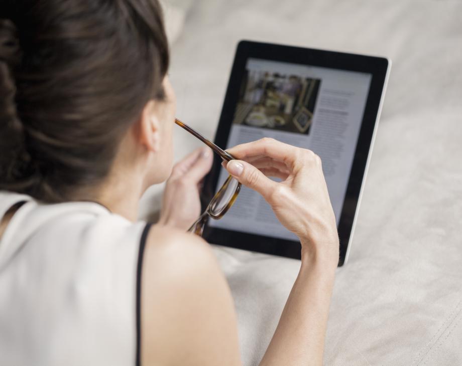reading on tablet