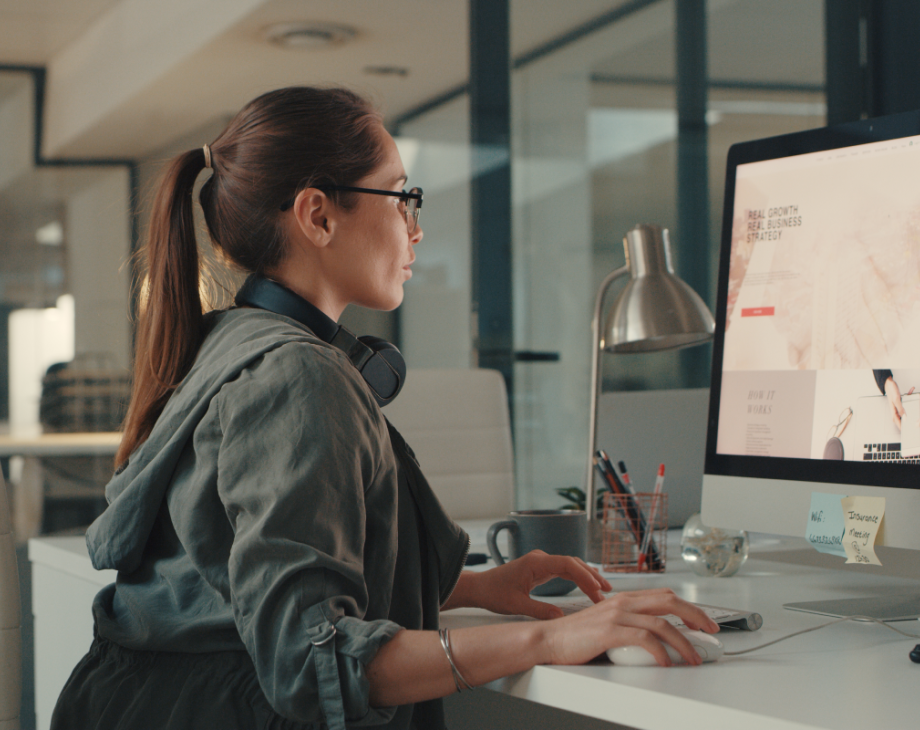 Woman working on a computer