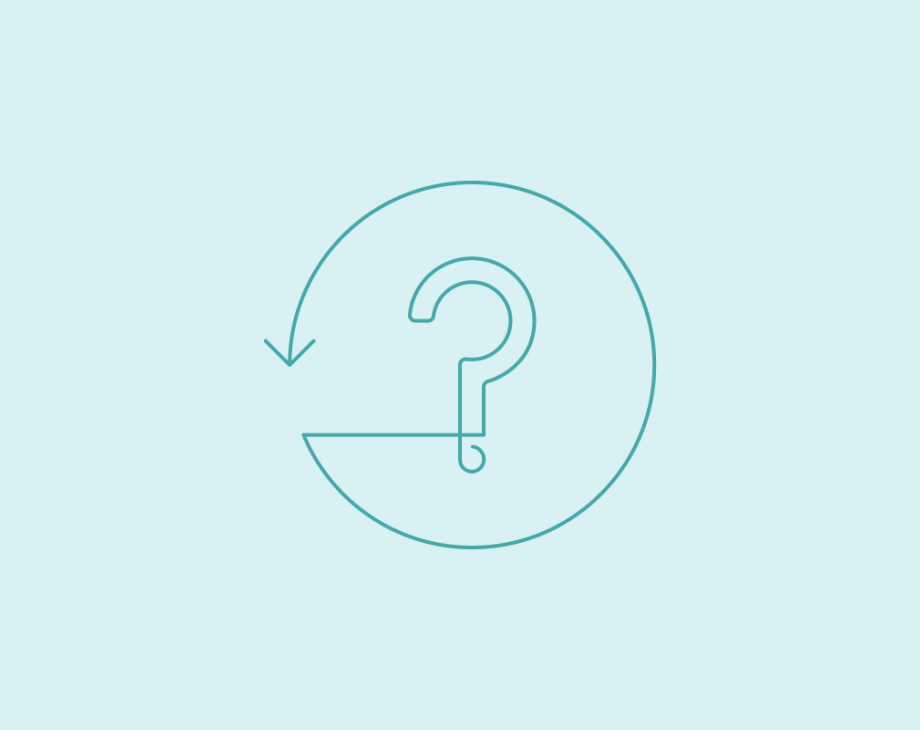 Question mark inside circle with arrow facing backwards