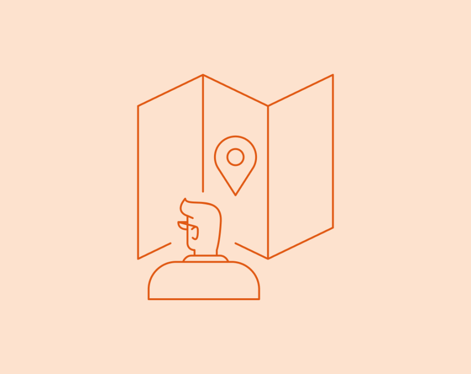 Person looking at map with map pin icon