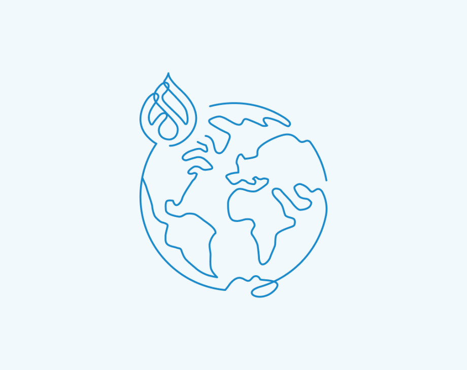 Globe with Drupal Icon over North America