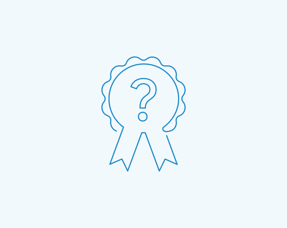 Award ribbon with question mark
