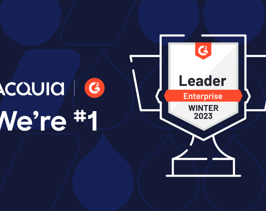 Blog header of Acquia's recognition as a G2 Leader