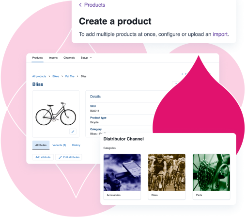 Product UI showing product creation and distribution