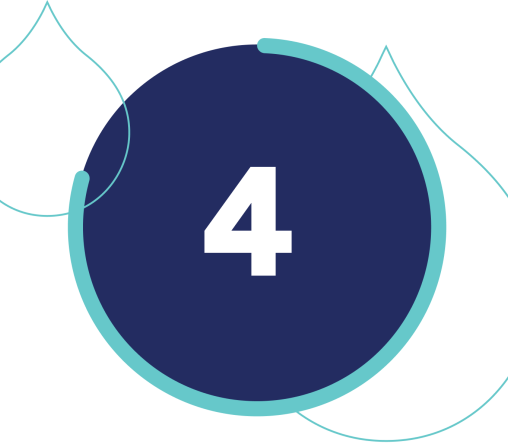 teal acquia droplets surrounding a big number four