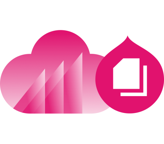 DAM product logo paired with marketing cloud logo