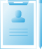 Blue Profile on clipboard Icon