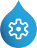 navy to blue gradient drop with icon of a cog in the middle